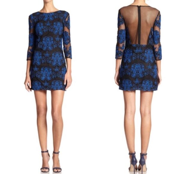 Sachin + Babi Dresses & Skirts - SACHIN + BABI black and blue mesh long sleeve dress